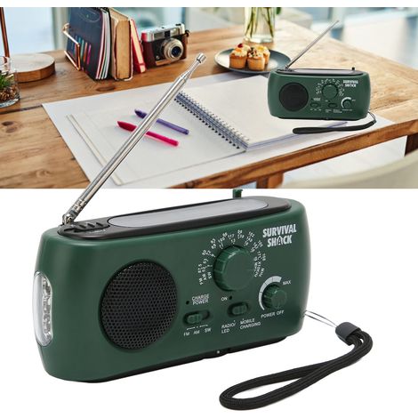 Handkurbel-Solarradio, tragbare LED-Taschenlampe, Outdoor-Mehrband-Solarradio (AM/FM/SW) (1/5)