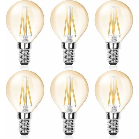 [JAMAIS UTILISÉ] 6 Pcs Ampoule LED E14 Filament G45, 4W (Equivalent 40W), E14 Candélabre Dimmable, Ambre Glow, Ampoule Vintage Lumière chaude (2700k), 220V 380lm (1/4)
