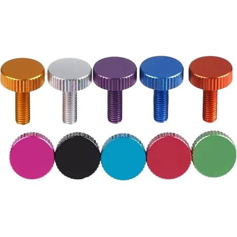5 vis moletées en aluminium assorties, boutons à ailettes – M2 M2.5 M4 M5 M6 avec filetage 4–25 mm, (1/5)