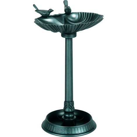 Bain d'oiseaux - Outsunny - base de jardinière - mangeoire et bassin à oiseaux sur pied - PP - 49,5 x 38 x 81 cm - bronze vert