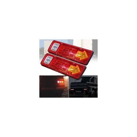 2 phares arrière étanches 12 V pour remorque, camion, camping-car, fourgon et motoneige – feux stop, clignotants et éclairage de plaque d’immatriculation – 19 LED