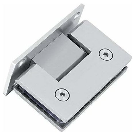 Cerniera a muro senza telaio a 90° per porte doccia in vetro da 8-10 mm, con accessori di fissaggio. (1/5)