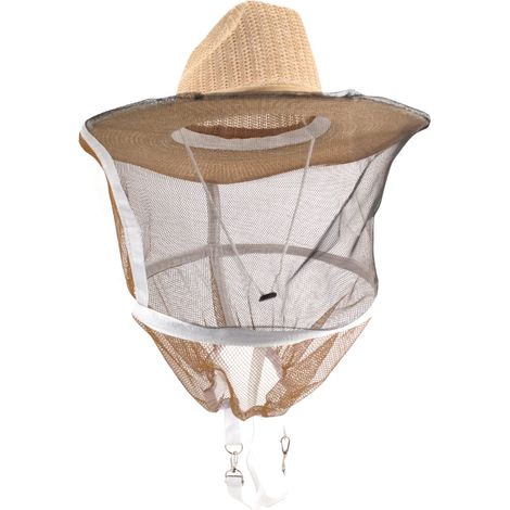 Chapeau de protection apicole style cowboy, coiffe anti-abeilles avec voile en maille transparente haute visibilité, couvre-tête apicole respirant avec sangle d'épaule réglable pour travail en rucher (1/5)