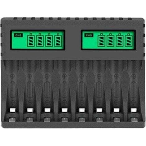 Akkuladegerät mit LCD-Display, intelligentes 8-Steckplatz-Ladegerät für AA/AAA NiCd/NiMH-Akkus, AA/AAA-Ladegerät (1/4)