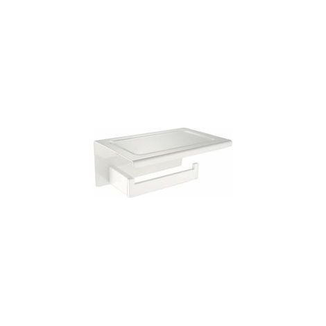 Dérouleur papier toilette blanc, support papier toilette montage mural, support papier toilette avec étagère support téléphone portable inox avec perçage