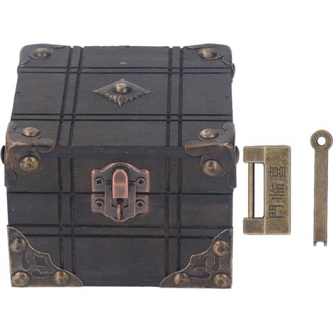 Vintage Schmuckkästchen aus Holz mit Schloss, dekorative Schatztruhe zur Aufbewahrung von Perlen und Geschenken