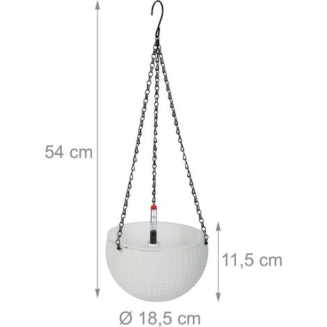 Set di 2 vasi da fiori appesi con indicatore del livello dell'acqua sistema di irrigazione automatica 24 x 24 x 20 cm in plastica bianca 130014787
