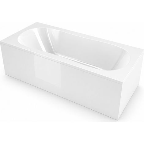 Set Vasca da bagno 180x80 cm e 2 Pannelli Rifilabili - Bianco Lucido - Marina Round Duo