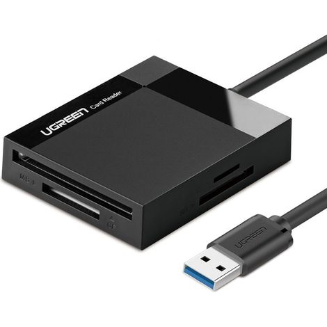 Lettore di schede di memoria SD / micro SD / CF / MS con connettore USB 3.0 - nero (1/5)