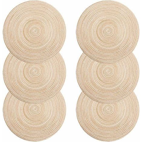 Lot de 30 sets de table ronds 35cm Polypropylène tressé lavable Résistants à la chaleur jusqu'à 70°C Antidérapants, ivoire