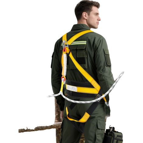 Kit de protección contra caídas, correa de poliéster de alta resistencia, ajustable de 90 cm a 130 cm, capacidad de carga de 100 kg, conforme a la norma EN 361, pesa 1,2 kg. (1/5)