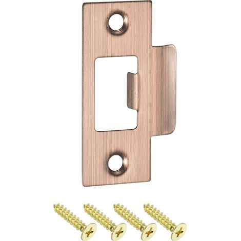 Pièce de Rechange pour Plaque de Serrure, 70mm x 40.3mm Plaque de Frappe de Verrou de Pêne Dormant en Acier Inoxydable pour Renforcement de Cadre de Porte, Red Bronze (1/5)
