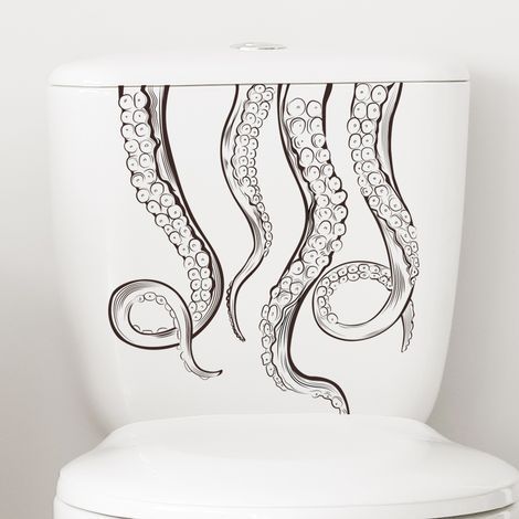 Stickers muraux tentacules de pieuvre, stickers décoratifs pour toilettes pieuvre monstre marin (1/5)