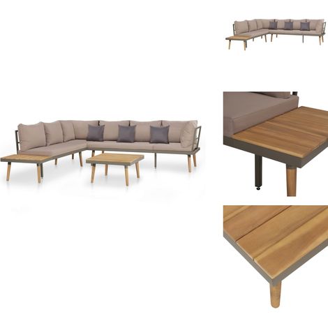 4-tlg. Garten-Lounge-Set mit Auflagen Massivholz Akazie Braun - Gartensortiment - Gartenmöbeln - Lounge Möbel - Esszimmergarnitur - Outdoor-Möbel (1/5)