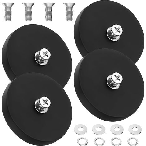 4 pièces aimants en néodyme puissants caoutchoutés avec Filetage M4 – 15kg Force d'adhérence Extra Forte, Aimant à Visser pour véhicules (1/5)