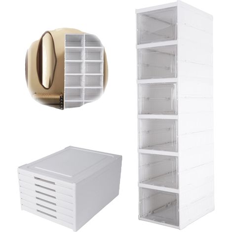 Schuhaufbewahrungsorganizer, stapelbares Design, staubdichte Schutz, 6 Schichten (1/2)