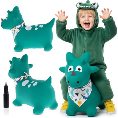 Kinderpullover mit Pumpe, Dino-grün, mit Sun Baby Halstuch