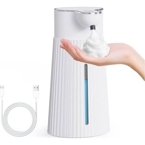 Distributeur de Savon électrique 400 ML avec capteur, Distributeur de Savon Mousse Automatique Mural, 2 Niveaux, Blanc, USB, étanche IPX6 (1/5)