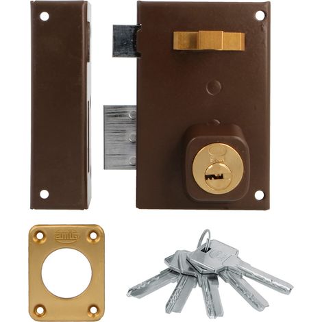 AMIG Serrure en applique et verrous 75 72 x 112 mm Acier Marron - Gauche (1/5)