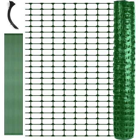 Garden Fence 100 cm x 30 m + 25 x 115 cm Pegs + 100 Ties  Mobile Fence for Dogs, Chicken Coop, Rabbit, Boundary Fence for Garden, Home, Farm, Camping (1/5)