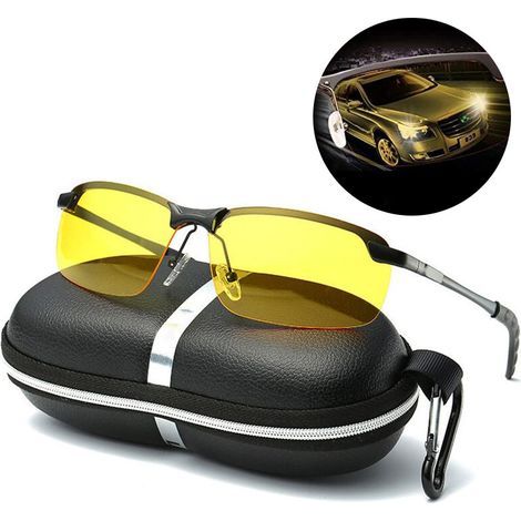 Nachtfahrbrille für Damen und Herren, entspiegelte polarisierte Gläser für optimale Nachtsicht, HD-gelb getönte Gläser, komfortabel und leicht, inklusive Etui (1/5)