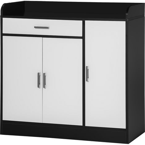 Meuble de cuisine moderne en MDF avec 2 placards, 1 tiroir et étagères réglables, 90 x 40 x 90 cm (1/5)