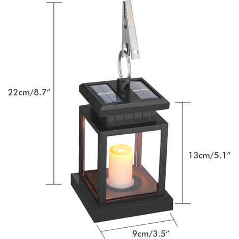 Lanterne solaire d'extérieur LED, lampe solaire suspendue pour jardin avec bougie décorative, étanche.
