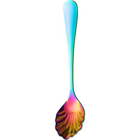 Cuillère À Café - Acier Inoxydable 304 - Forme Éventail Vintage - Pour Sucre Fin Café Dessert Yaourt - 1 Pièce (1/4)