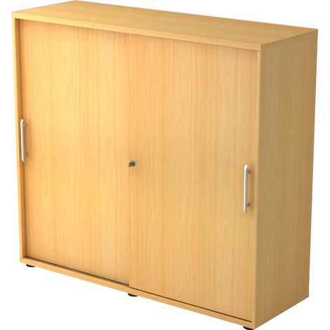 bümö® Schiebetürenschrank "3 OH" abschließbar in Buche mit Relinggriffen