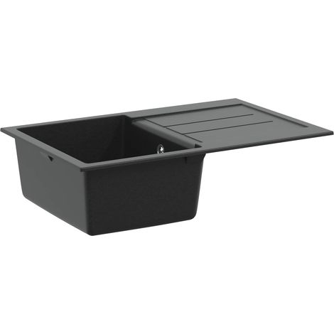vidaXL Lavello Nero 780 x 500 mm 80% Quarzo e 20% Resina