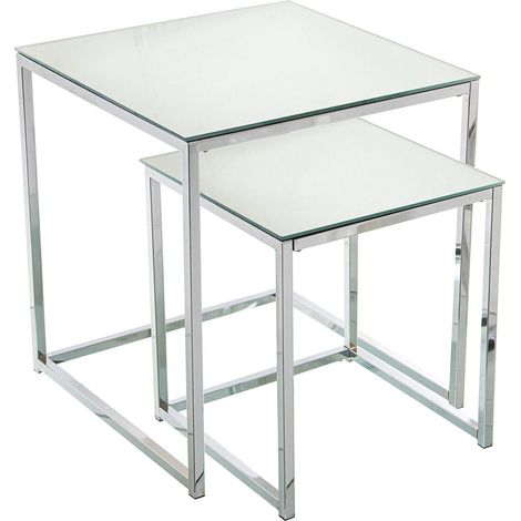 Table gigogne élégance métal et verre pour salon - Métal brillant effet miroir (1/5)