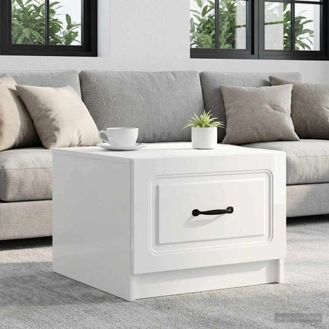 vidaXL Table basse Blanc brillant 49 x 50 x 37 cm Bois d'ingénierie (1/5)