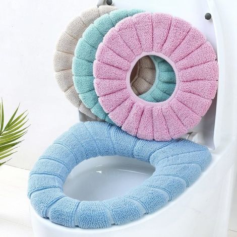 4er-Pack dickere WC-Sitzschoner fürs Badezimmer: Wärmender Kissenbezug, dehnbarer und waschbarer Faserstoff, einfach zu montieren, komfortabler Bezug (Kürbismuster) (1/4)