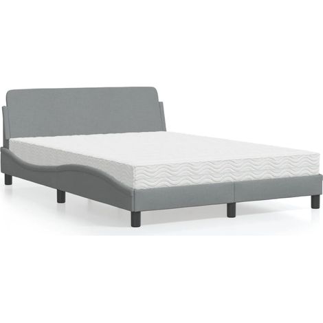 Bett mit Matratze "Dover" Hellgrau 140x190 cm Stoff (1/5)