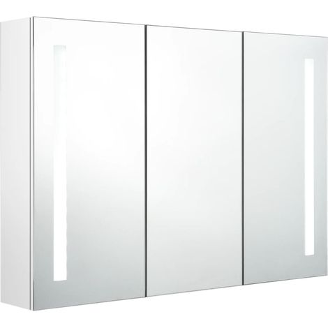 Mobile bagno con specchio LED 89 x 14 x 62 cm bianco lucido 020006577