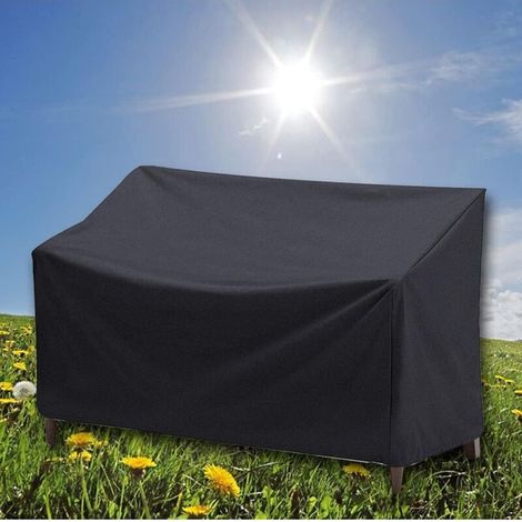 "3-Seater Waterproof Garden Bench Cover, Waterproof Garden Furniture Cover, Anti-UV 210d Oxford - (162x66x89cm) Black"