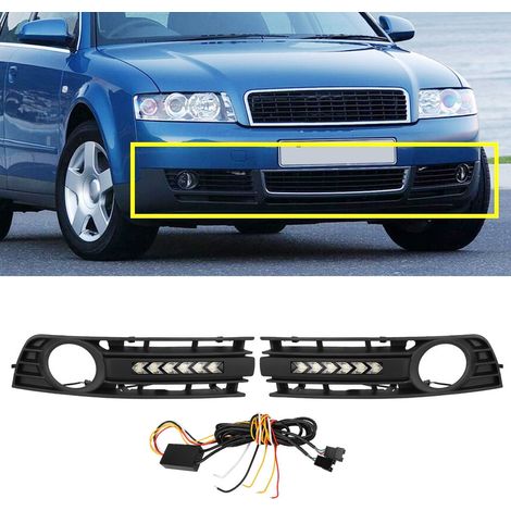 2 grilles de feux antibrouillard, clignotants et feux de jour compatibles avec Audi A4 B6 01-05 (noir) (1/5)