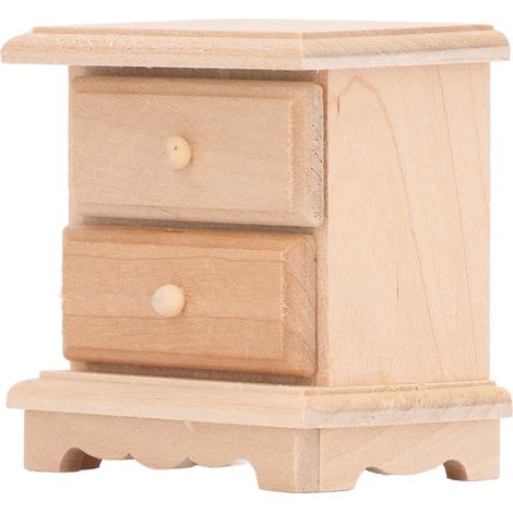 Meuble de chevet pour maison de poupée Bois de bouleau 2 tiroirs échelle 1:12 miniature réaliste décoration bricolage (1/5)