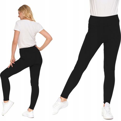 Damen-Leggings mit Rippstrick und hohem Bund, modische schwarze Leggings Moraj, Größe S/M (1/5)