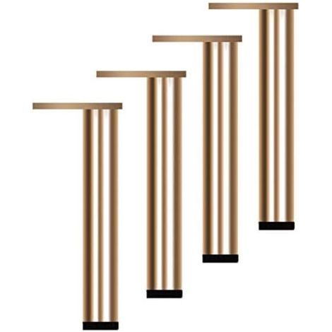 Ensemble de 4 pieds de meuble réglables, 30 cm de long – alliage d'aluminium plaqué or – résistant à la corrosion – (1/5)