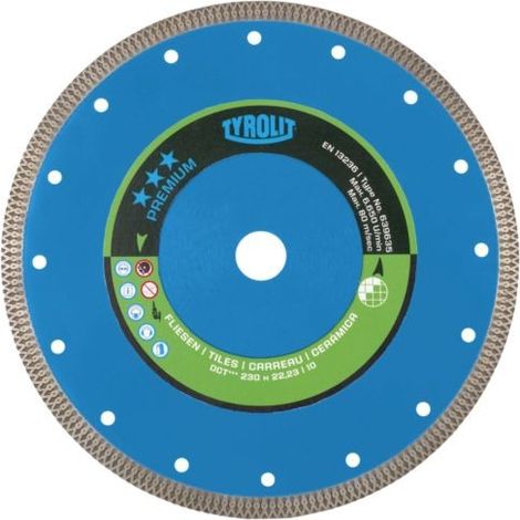 TYROLIT  Disco  de  diamante  Premium  D.230mm  Perforación  22,23mm  Azulejos  10mm  -  639635