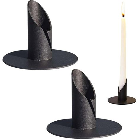 CCYKXA Candlestick Set, 6 Pieces, Candlelit Dinner Candlesticks, 2.2cm Inner Diameter, Metal Candle Holders, Vintage Style, for Weddings, Parties, Table Decorations, Black (1/5)