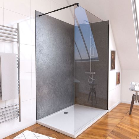 pack douche à l'italienne avec receveur 120x90 + paroi transparente + panneaux muraux (1/4)