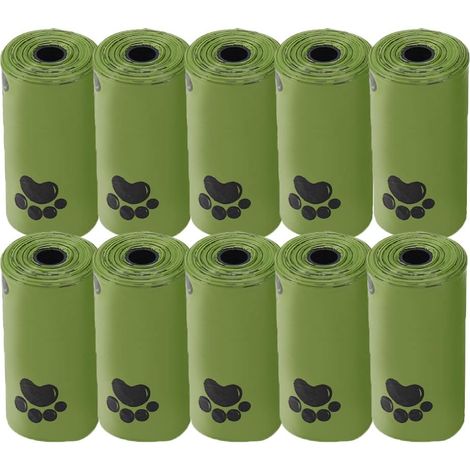 10 rouleaux sacs biodégradables (150 sacs tot.), compatibles pelles intégrées