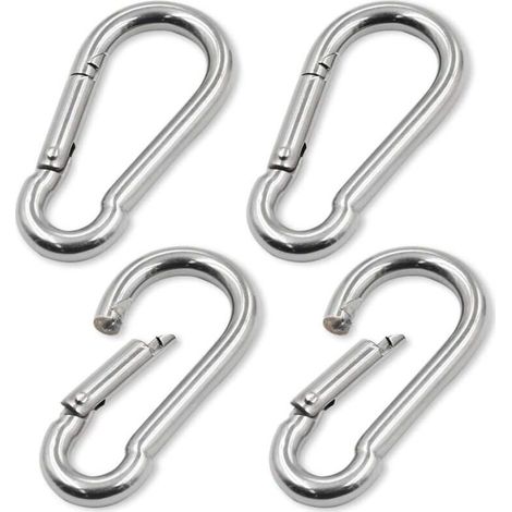 Mousquetons en fer nickelé – Lot de 4, 7 mm × 70 mm, verrouillage à vis sécurisé pour escalade et bricolage (1/5)