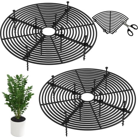 Grille Protection Plante Chat - 2 Pièces - ABS Noir - Diamètre 30 Cm - Anti-Fouissement - Jardin Balcon Salon (1/5)