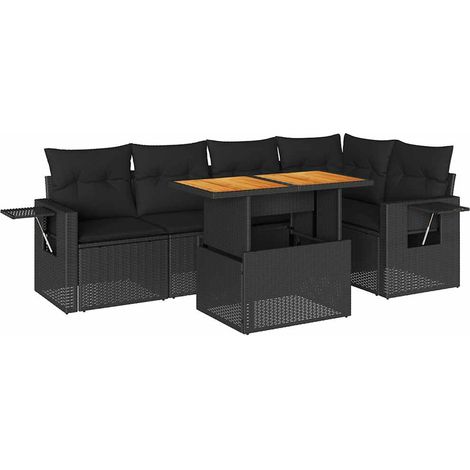 Set Divano da Giardino 6 pz con Cuscini Nero in Polyrattan vidaXL (1/5)