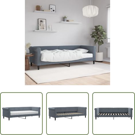 vidaXL Matelas en mousse - Lit de jour avec matelas gris foncé 80x200 cm velours (1/5)