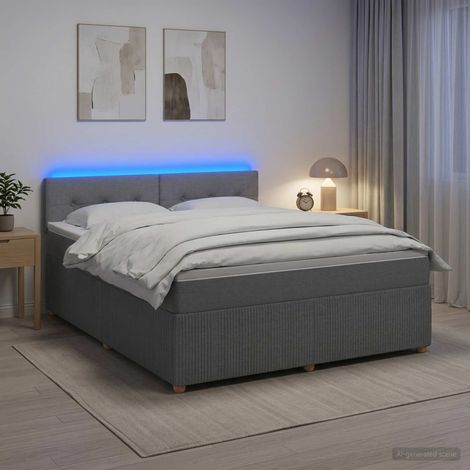 Cama box spring con colchón Gris Claro 180 x 200 cm Tela (1/5)