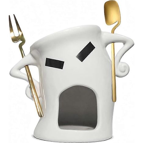 Mini service à fondue en céramique pour chocolat, fromage et bonbons : coffret cadeau complet avec 1 fourchette et 1 cuillère. (1/5)